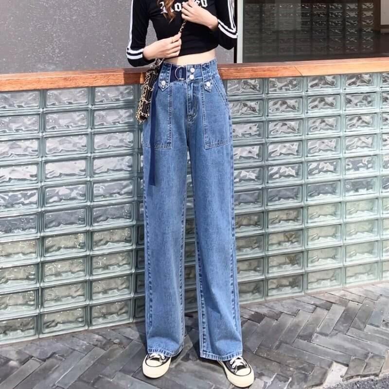 Quần jean ống suông kiểu dáng phong cách NP1793