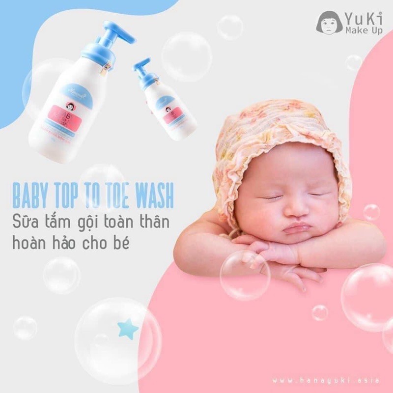 [Chính Hãng]Sữa tắm gội thảo dược cho bé Hanayuki Baby Top To Toe giảm rôm sảy làm sạch và dịu da