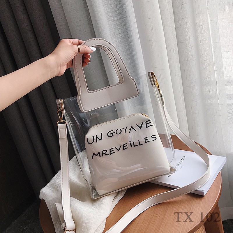 Túi xách nữ trong suốt hàn quốc đeo chéo du lịch mẫu vip siêu xinh TX102