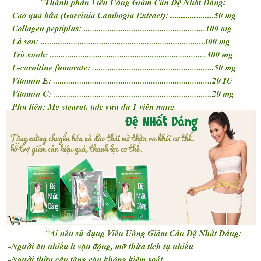 Giảm Cân Đệ Nhất Dáng - 100% Thảo Dược Thiên Nhiên Hộp 24 Viên