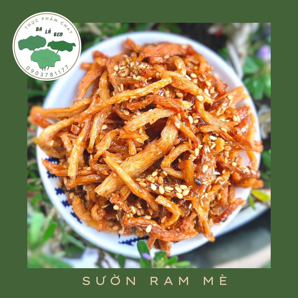 Sườn non chay ram mè Ba Lá Sen chế biến sẵn, bảo quản lâu 100g