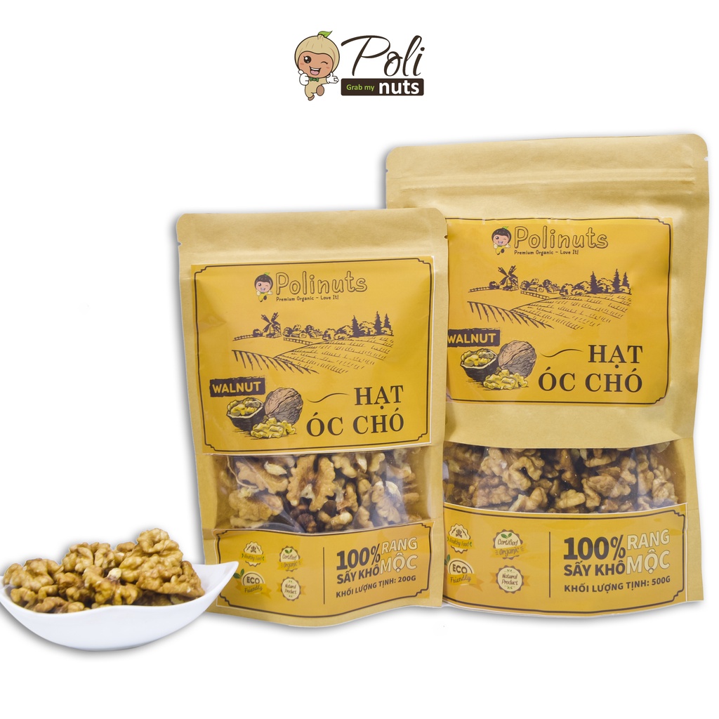 Hạt Óc Chó Vàng Nhân Nướng Polinuts Organic Loại 1 Nhập Khẩu Mỹ 200g / 500g