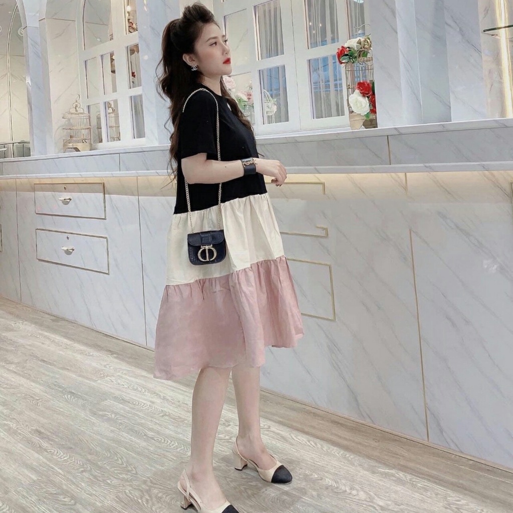 Váy Bầu Đầm Bầu Mùa Hè Chất Cotton Thun Thấm Hút Mồ Hôi Dáng Suông Xòe Tay Ngắn Dễ Thương Mã A0017 Lin Store66