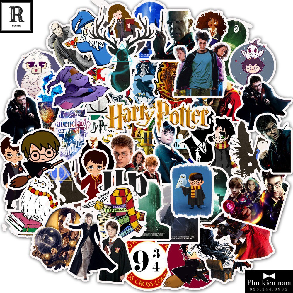 Sticker PVC Hary Potter 50 Hình ST116 - Stickers Chống nước Dán Mũ bảo hiểm Vali Laptop Điện thoại Dán xe
