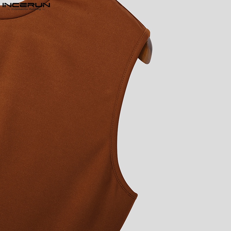Áo ba lỗ INCERUN cổ tròn hở lưng gợi cảm thời trang cho nam