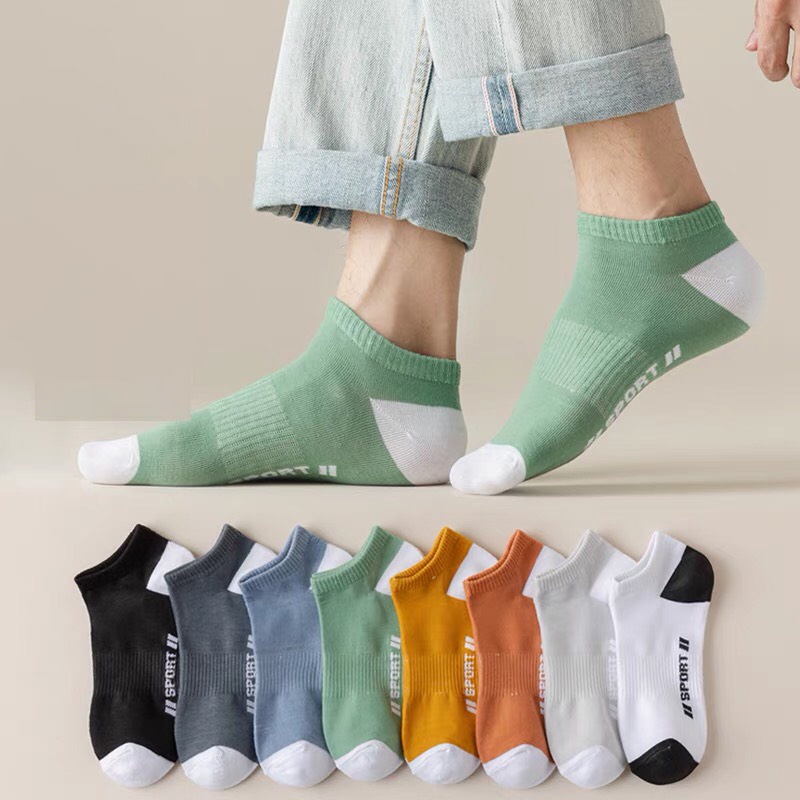 Set 8 Đôi Tất Vớ nam cổ ngắn cao cấp SPORT khử mùi kháng khuẩn chống hôi chân , màu sắc đa dạng HA-06