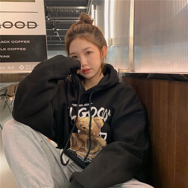 Áo hoodie nam nữ form rộng 2N Unisex nỉ bông FEEL GOOD màu đen/be