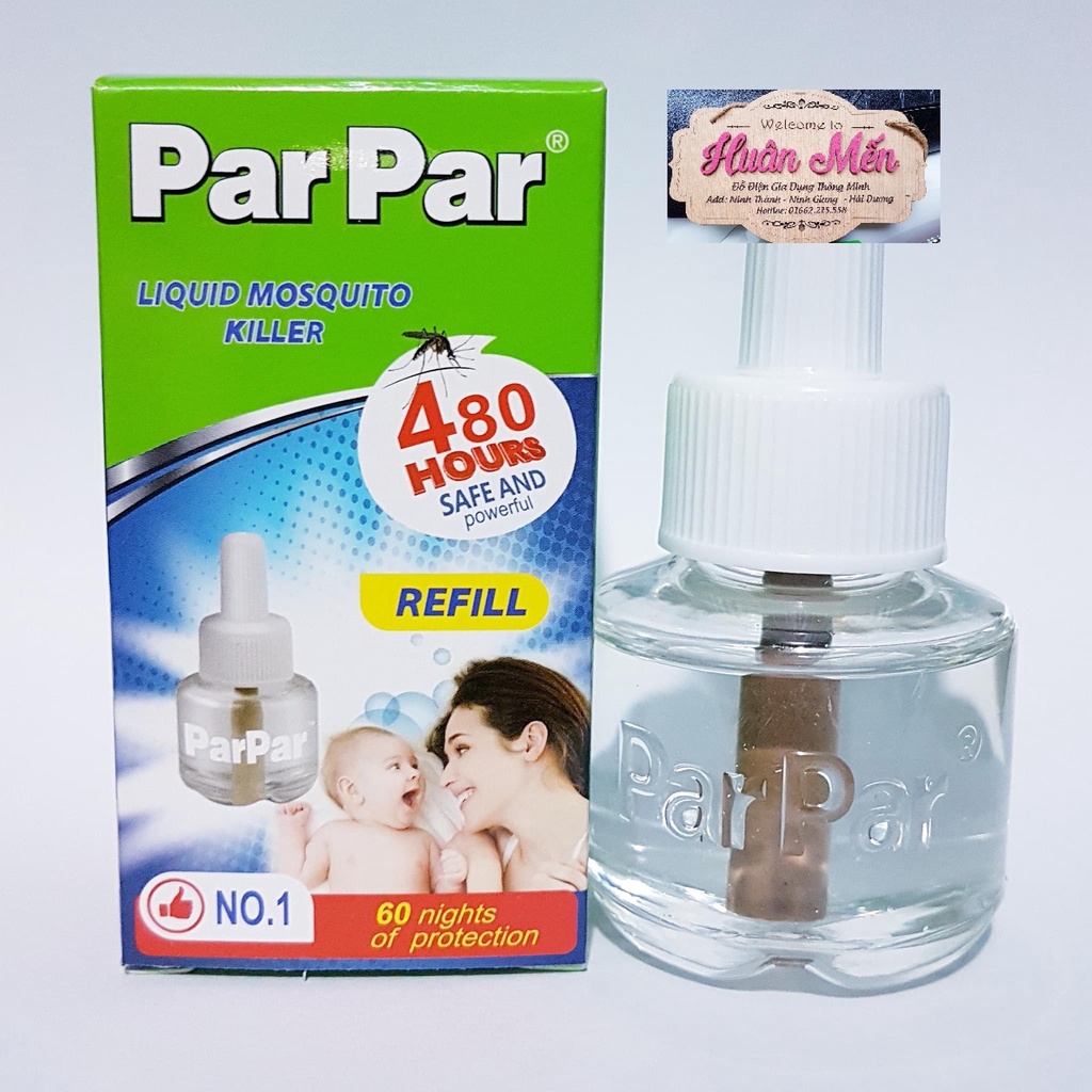 Combo 10 tinh dầu đuổi muỗi parpar em bé 480h parpar vỏ xanh