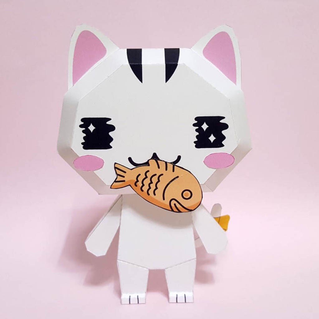 Mô hình giấy đồ chơi động vật chibi Mèo cute