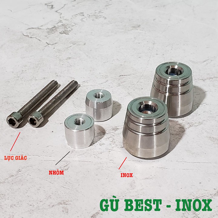 CẶP GÙ INOX ĐẶC GẮN TAY LÁI XE MÁY - GÙ BEST CHỈ INOX