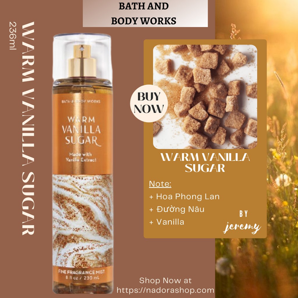 (Fullsize) Xịt Thơm Warm Vanilla Sugar Bath And Body Works Body Mist