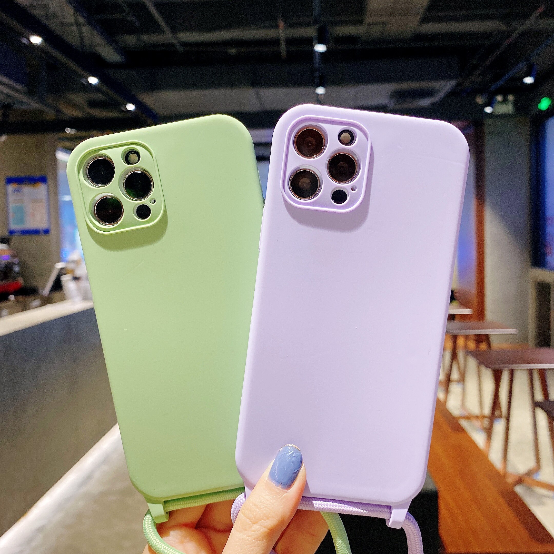 2 Trong Một Vỏ Bọc Dây Chuyền Chuyền Cho IPhone 12 Pro Max 1 Pro Silicon Matte Được Đặt Cho IPhone 12 Pro X X X X R 7 Cộng X Se 2020