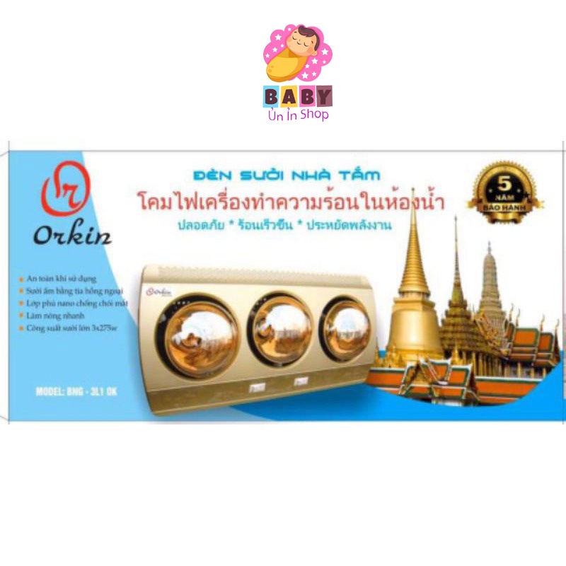 [HÀNG CHÍNH HÃNG] ĐÈN SƯỞI NHÀ TẮM ORKIN 3 BÓNG - HÀNG THÁI LAN CHẤT LƯỢNG NHIỆT TỐT - CHỐNG LÓA MẮT