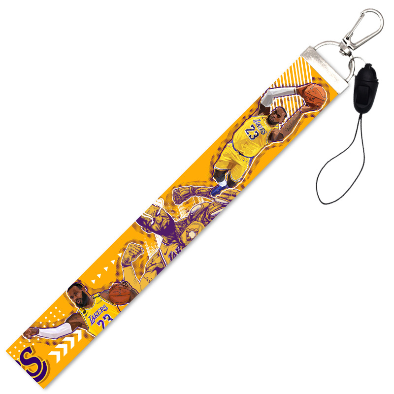 New 2in1 NBA Star Lakers James Long and Short Mobile Phone Lanyard ID Holder for Student and Work Card Neck and Wrist Phone Rope Strap Dây điện thoại