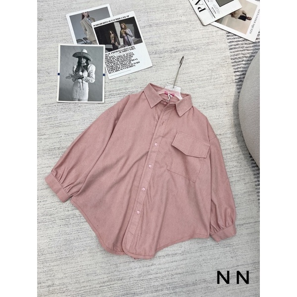 ÁO SƠ MI NHUNG TAY BỒNG FROM RỘNG MS21001