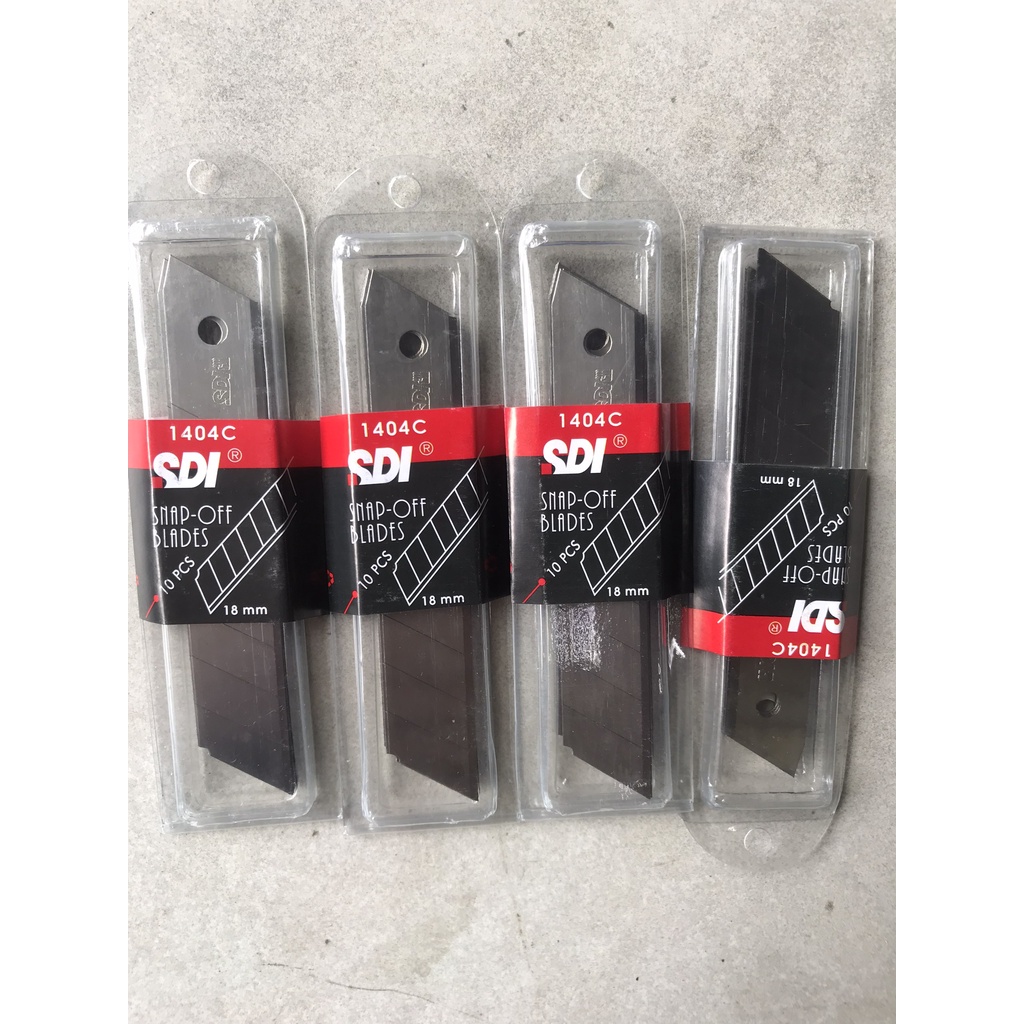 Hộp 10 lưỡi dao rọc giấy siêu sắc, chống va đập chống trượt, cắt giấy rọc băng keo bìa carton SDI 1404-BH 12 tháng