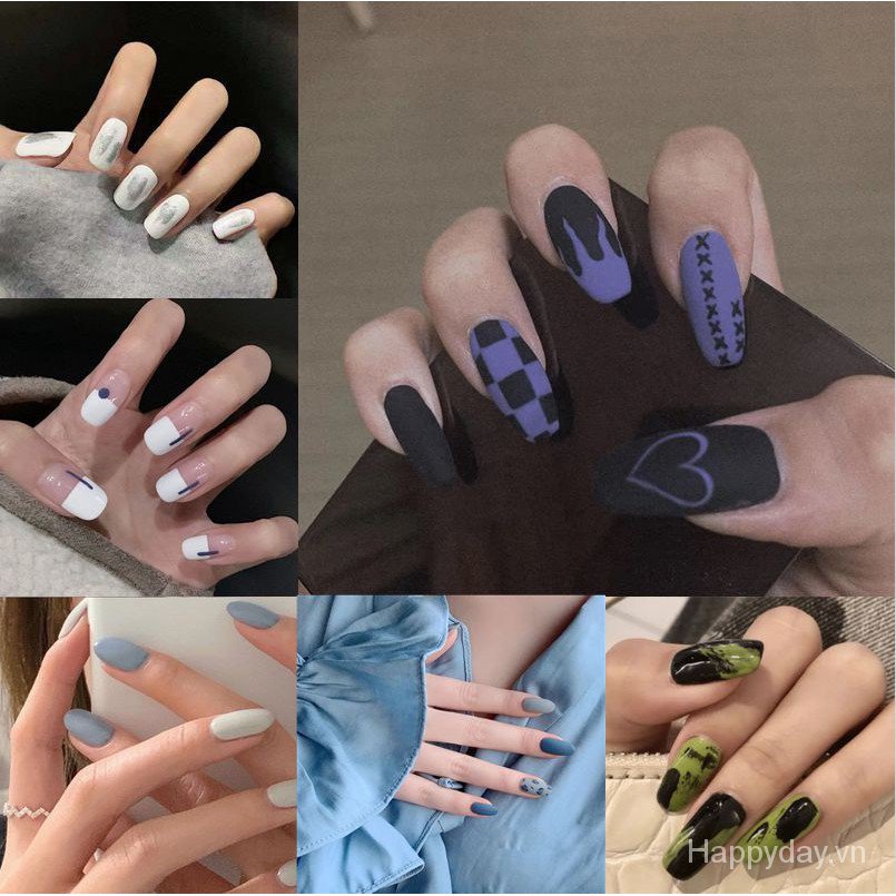 [Hàng mới về] Set 24 móng tay giả trang trí nghệ thuật độc đáo cho nữ