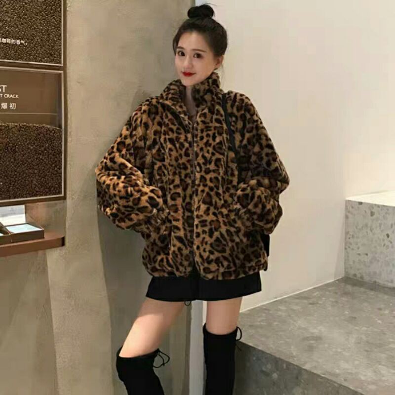 🍊 Áo khoác da beo ulzzang oversize hàng chuẩn QC chất cực đẹp