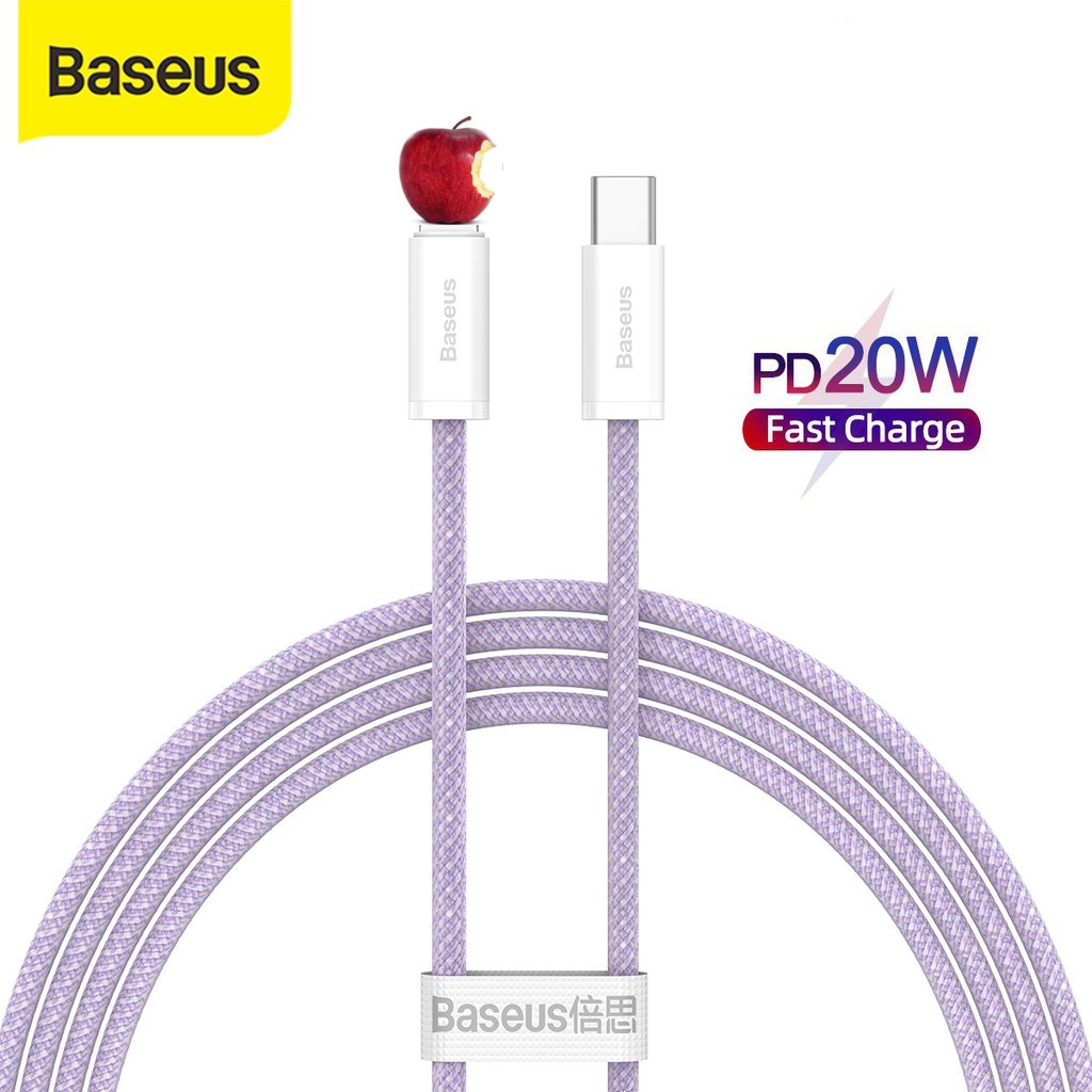 -hshop Dây Cáp Baseus PD 20W Nối Đầu USB-C Sang Đầu Ligh---tning Sạc Nhanh Hỗ Trợ Truyền Dữ Liệu 480Mbps