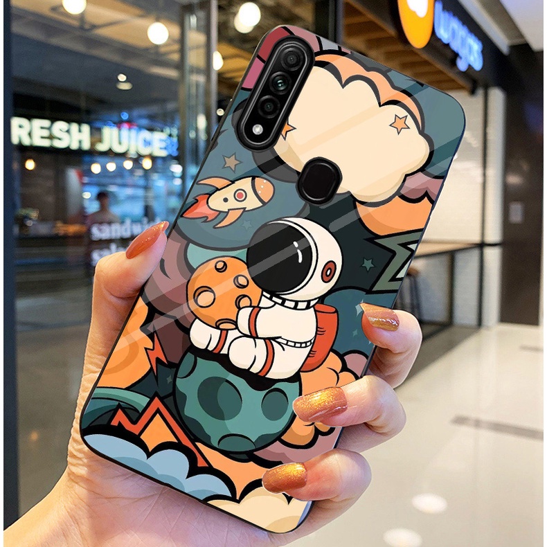 Ốp Lưng OPPO A31 Ốp kính bóng cao cấp Phi Hành Gia