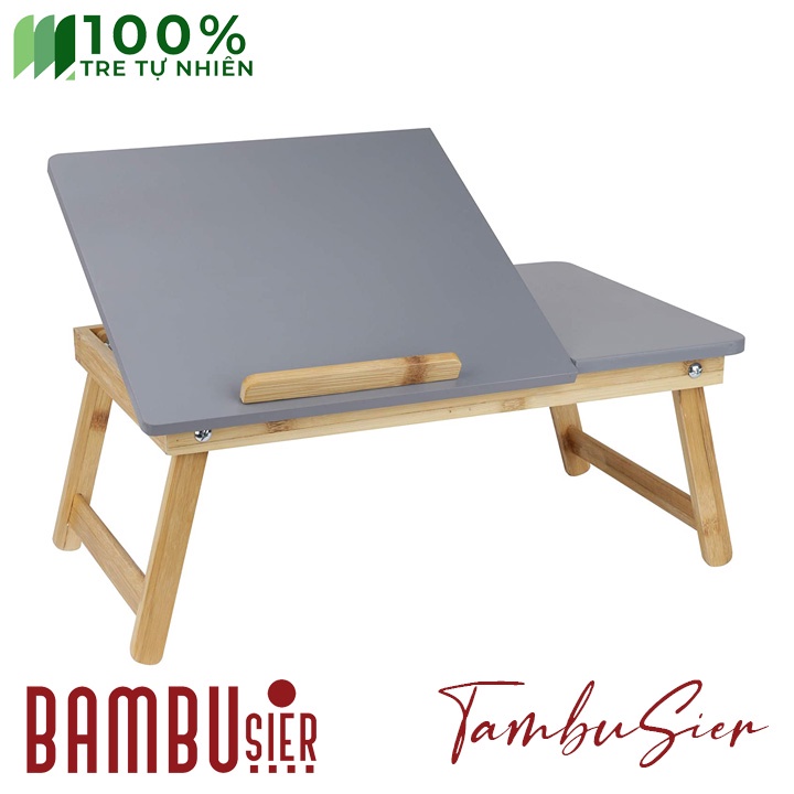 [BAMBOO] Bàn kê laptop xếp gọn gỗ tre - mặt bàn nghiêng 5 cấp độ, bàn có ngăn kéo [TABLIX-01]