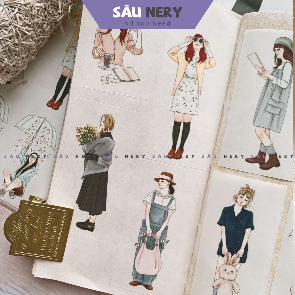 Sâu Nery - Washi hình cô gái xinh xắn Everyday - B by JournalPages (Chu kỳ 70cm)