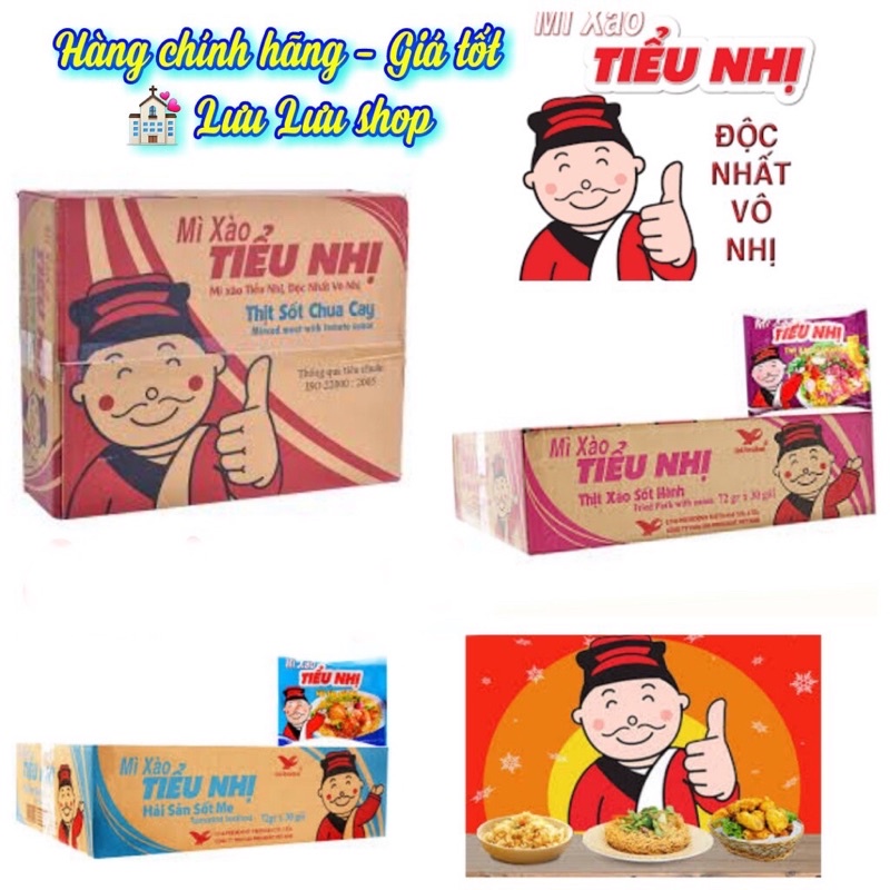 Thùng mì xào Tiểu Nhị thịt xào sốt hành/ thịt sốt chua cay/ hải sản sốt me 72g *30 gói