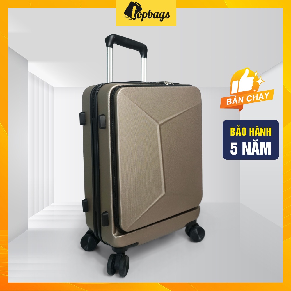 Vali kéo nhựa thời trang size 20” mở nắp phía trước VL037 màu Champagne