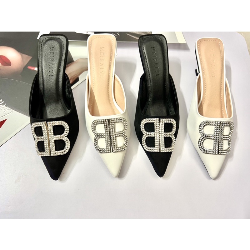 Giày sục gót Bb xoàn đá siêu sáng cao 4cm xinh xắn hót treand cực xinh xắn.