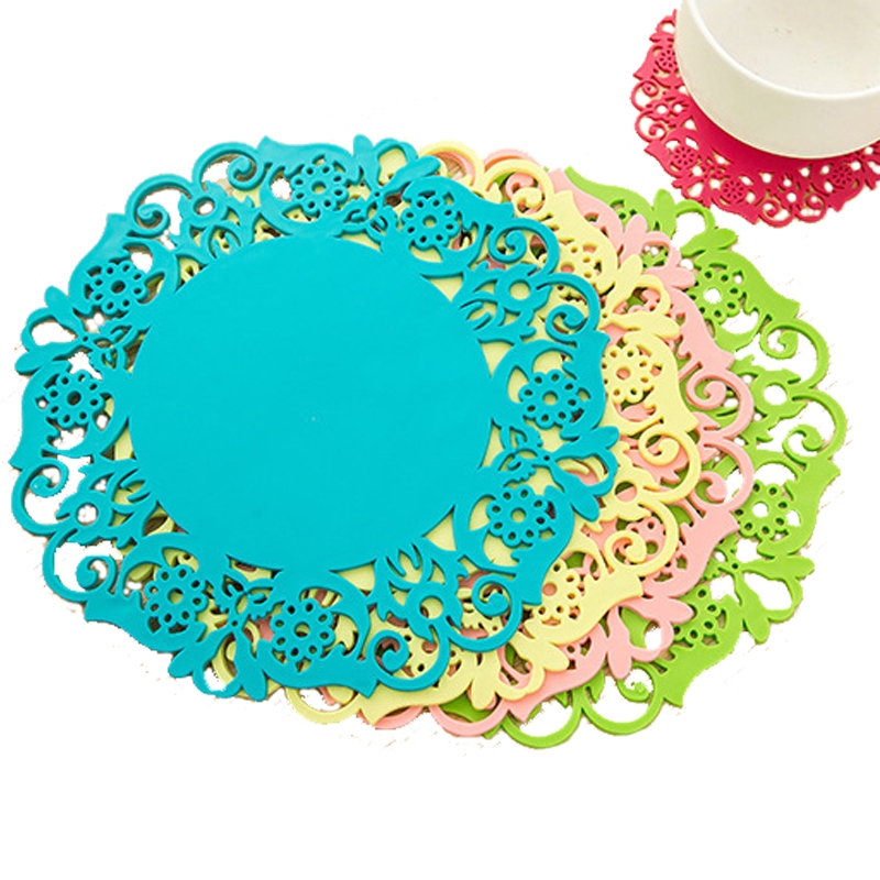 2 Cái!!!Đế Lót Ly Hình Tròn Bằng Silica Gel Cách Nhiệt Chống Trượt Tiện Dụng Cho Gia Đ