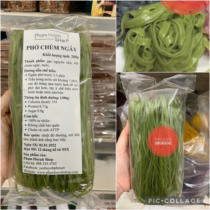 Phở chùm ngây gói 200g (phở rau củ vị chùm ngây làm từ gạo nguyên cám) ăn kiêng eatclean