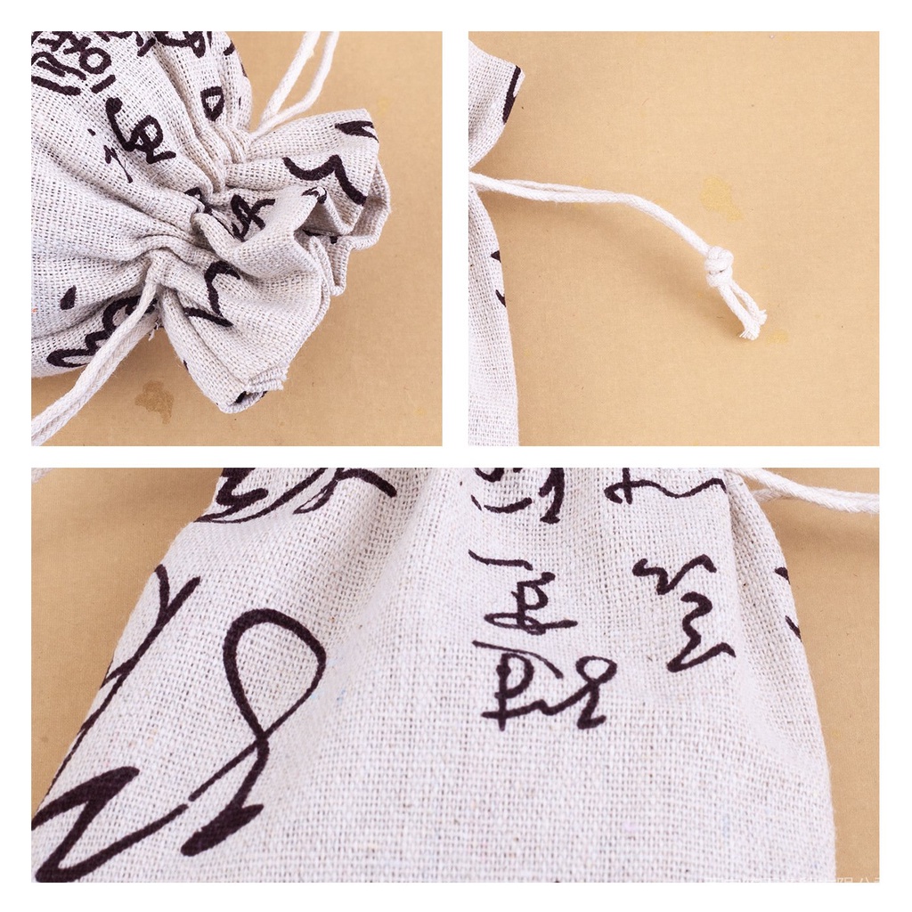 Túi cotton lanh màu trắng xanh dương có logo tùy chỉnh cho Tết Đoan Ngọ