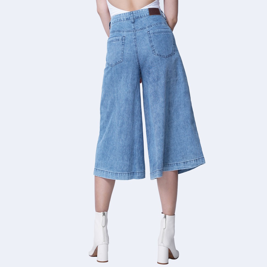 [Mã FAMALLT5 giảm 15% đơn 150k] Quần Jean Nữ Lửng Ống Rộng Lưng Cao Xanh True Blue Aaa Jeans