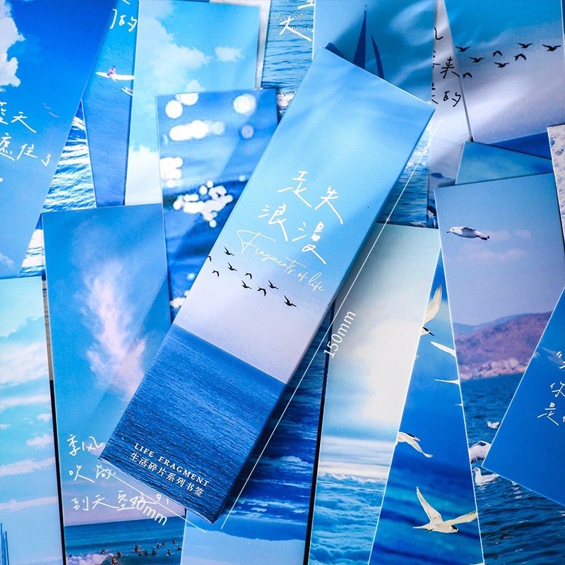 Bookmark kẹp sách giấy cứng hoạ tiết phong cảnh thiên nhiên
