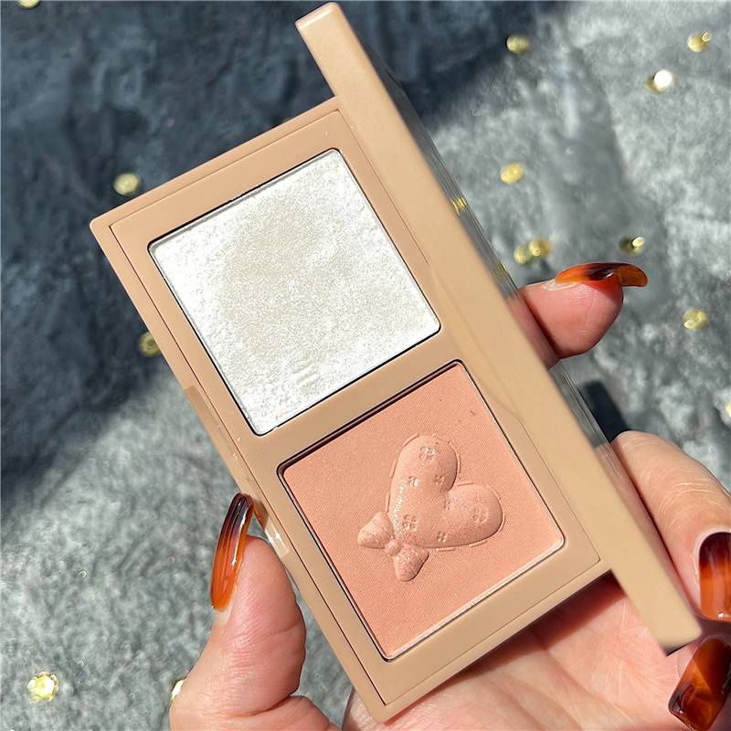 XIXI 2 Color Contour Highlighter Palette Face Shading Grooming Powder Makeup Pallete Long-Lasting Brighten Bronzer Face Cosmetic
