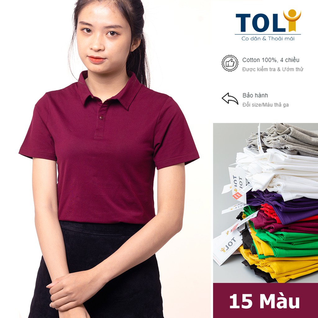 Áo thun nữ Cổ Sơ Mi (Cổ trụ) TOLI, chất cotton 4 chiều mềm mịn, co dãn Màu đỏ | BigBuy360 - bigbuy360.vn