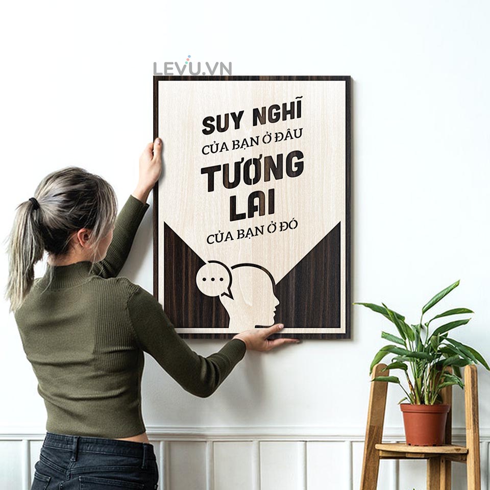Tranh slogan làm việc LEVU122 "Suy nghĩ của bạn ở đâu tương lai của bạn ở đó"