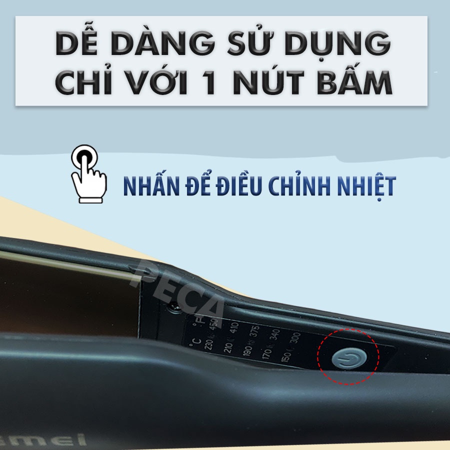 Máy duỗi tóc điều chỉnh 5 mức nhiệt Kemei KM-2518 sử dụng được cho mọi loại tóc có thể là ép tóc, uốn cụp, uốn sóng