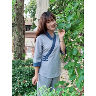 #đồ lam _đồ đi chùa 💠💠 set bộ kate phối 3 nút