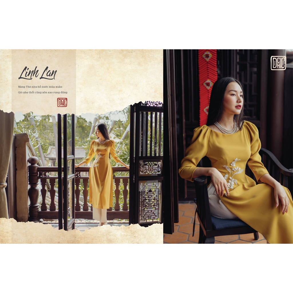 Áo dài đính hoa đinh lan trắng D.CHIC MS: 1831447