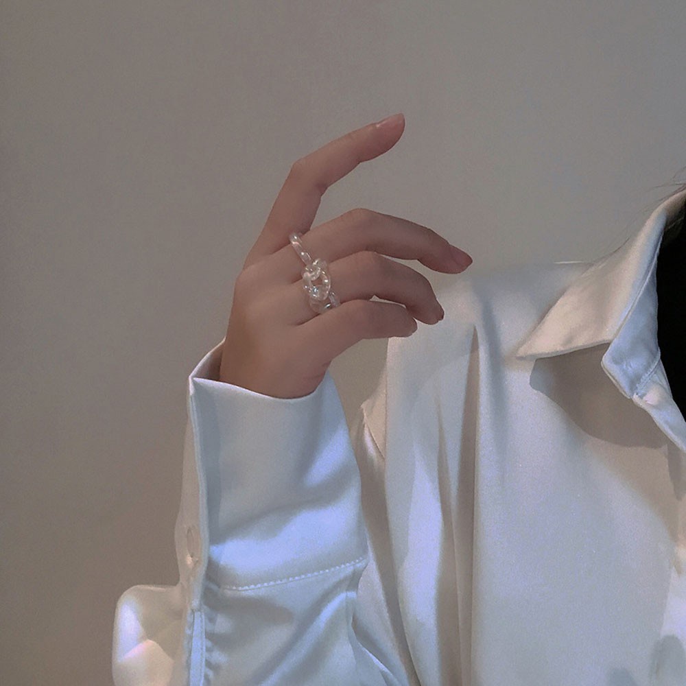 Nhẫn Đính Đá Resin Màu Laser Phong Cách Hàn Quốc Cổ Điển Thời Trang Cho Nữ