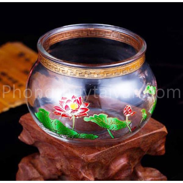 Bình thắp dầu Tròn Hoa sen