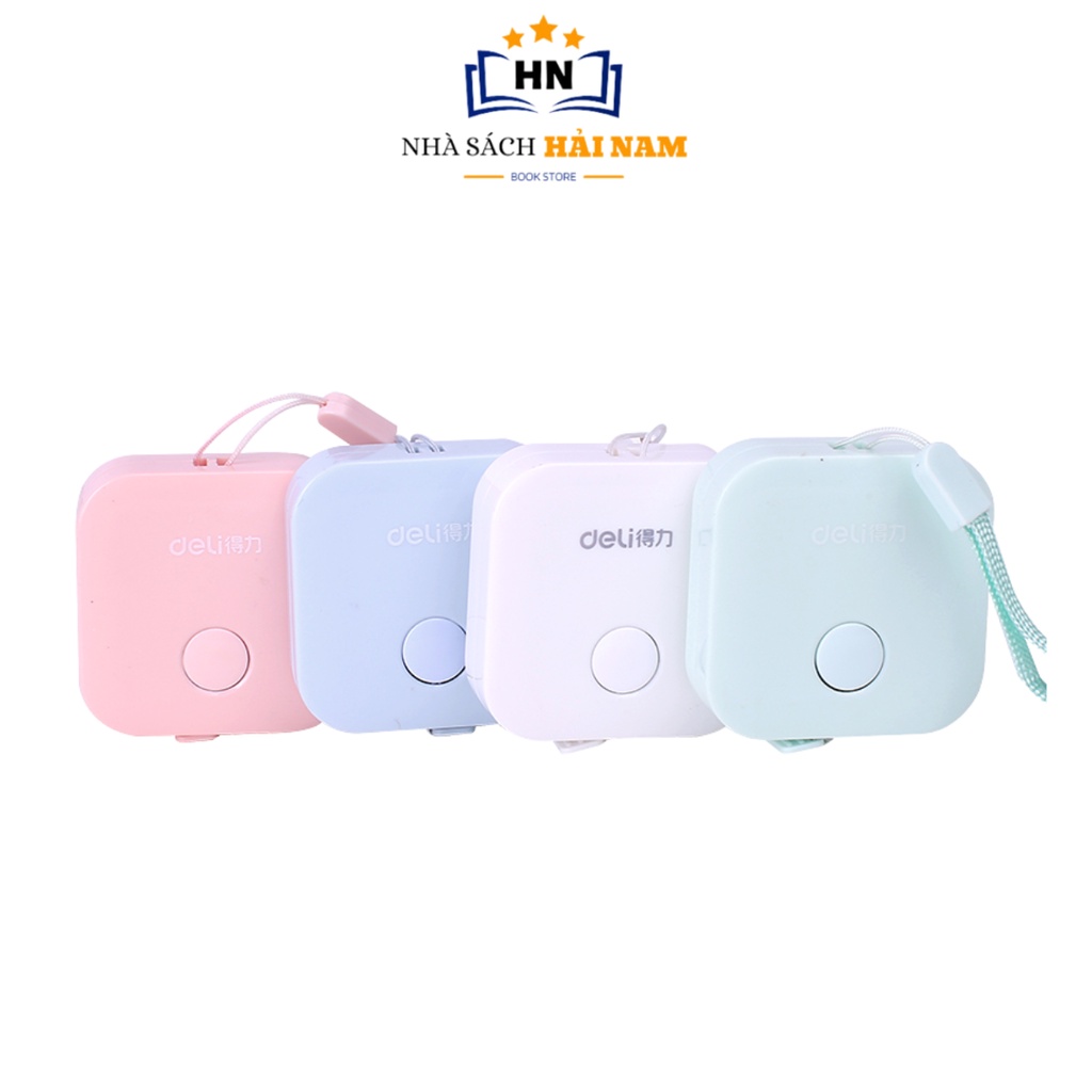 Thước dây da cuộn Deli 1.5m màu sắc đa dạng Hồng Xanh Lá Trắng Xanh Dương - 79650