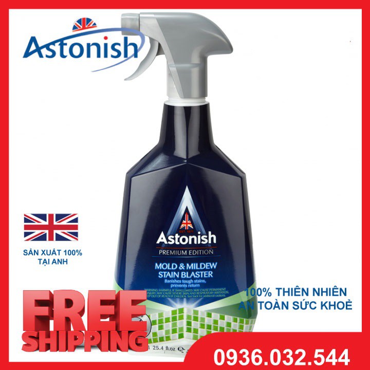 Bình xịt tẩy nấm mốc Astonish Bình xịt tẩy nấm mốc tường, nhà tắm Astonish C1120_750ml. Sản xuất tại Anh Quốc