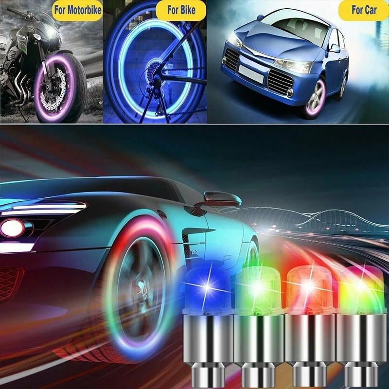 Đèn LED Gắn Van Bánh Xe Chống Thấm Nước Trang Trí Cho Xe Đạp Xe Máy Xe Hơi