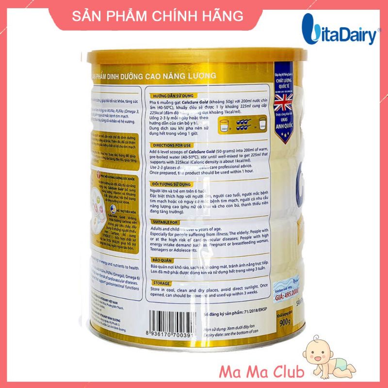 Sữa bột Calosure gold ít đường 900g,có và không quà