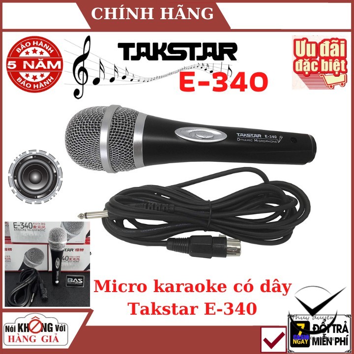 Micro karaoke có dây Takstar E-340 , Âm thanh cực chuẩn , Sản phẩm cao cấp , bảo hành chính hãng 5 năm