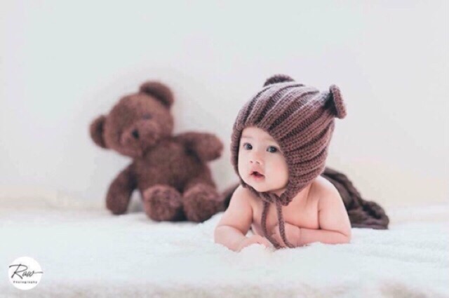 Mũ len cho bé hình gấu M-02