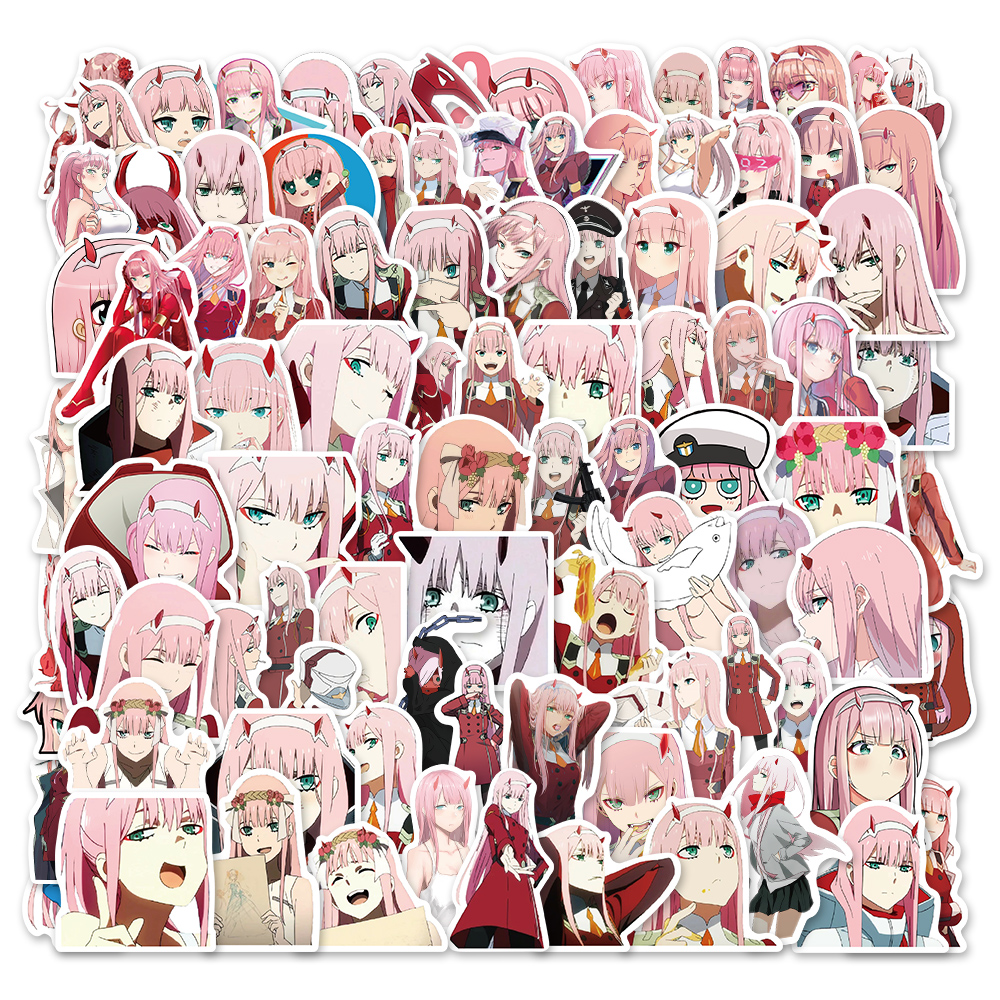 Set 100 Nhãn Dán Trang Trí Chống Thấm Nước In Hình Nhân Vật Trong Phim Darling In The Franxx