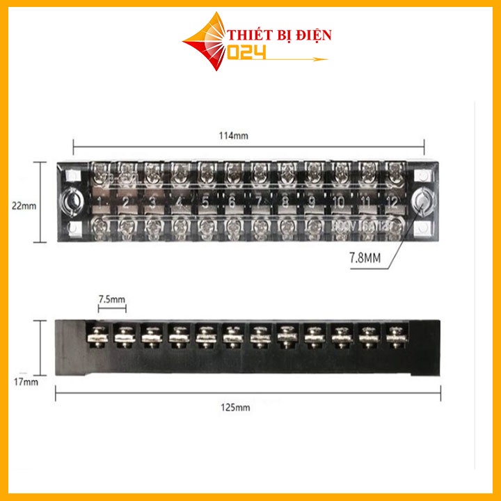 Cầu Đấu Điện Đủ Kích Thước TB1512 12P-15A